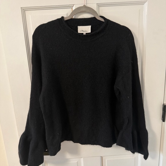 3.1 Phillip Lim Classic Black Crew Neck Bell Sleeve Wool&Alpaca Sweater - Picture 4 of 8